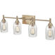 Arlett 4 Light 30.88 inch Modern Gold Vanity Light Wall Light